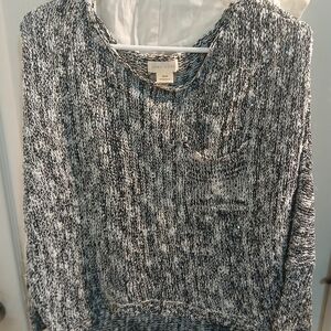 Lush Marled Black and White Scoopneck Pullover